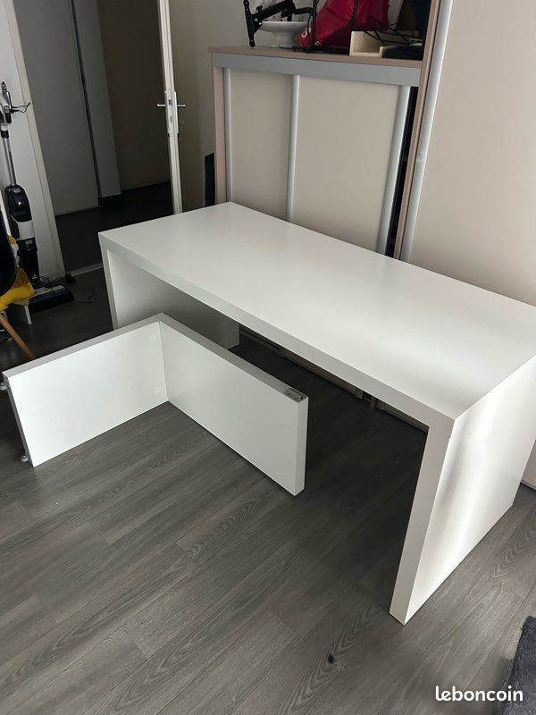 Bureau Malm IKEA Blanc tablette coulissante (image 4)