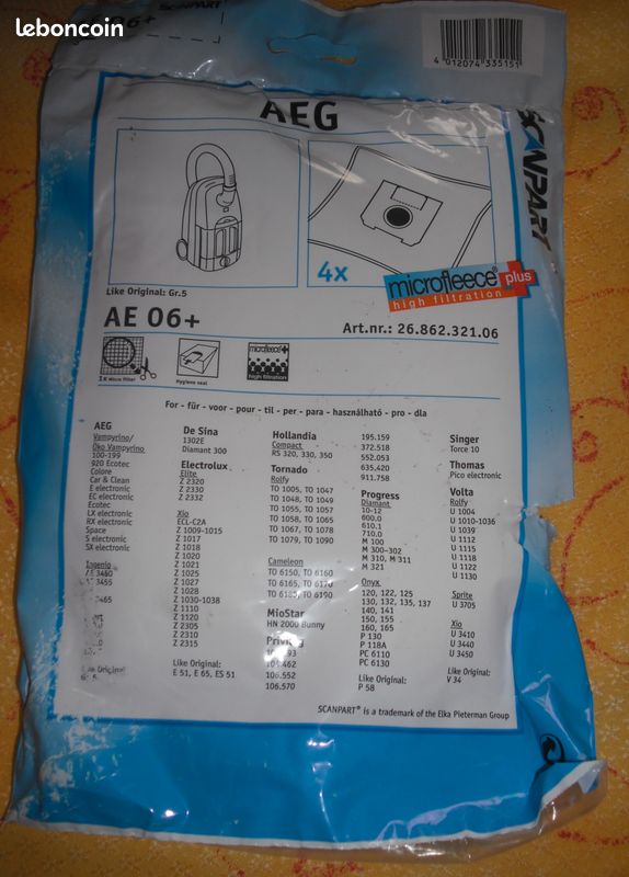3 sacs aspirateur microfibres AE 06+ (image 1)