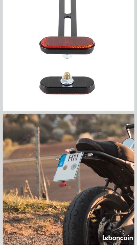 Sécurité Moto Homologué Evermotor - Réflecteur Arrière Moto E4 Rouge 55mm - Support Long Universel Pour Plaque Support T Réflecteur Moto