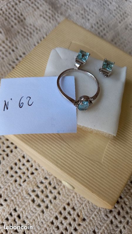Parure bague et boucles d oreilles en argent et Topaze (image 2)