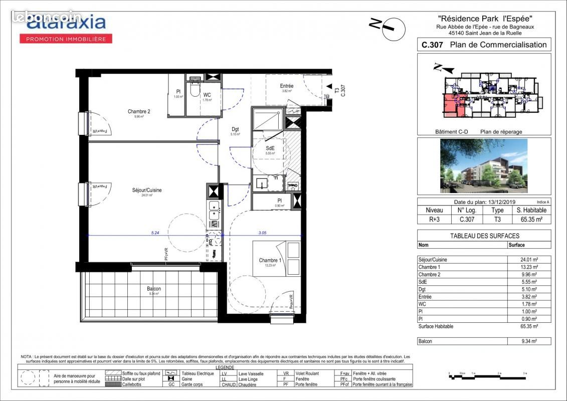 Appartement a louer saint-jean-de-la-ruelle - 3 pièce(s) - 65 m2 - Surfyn