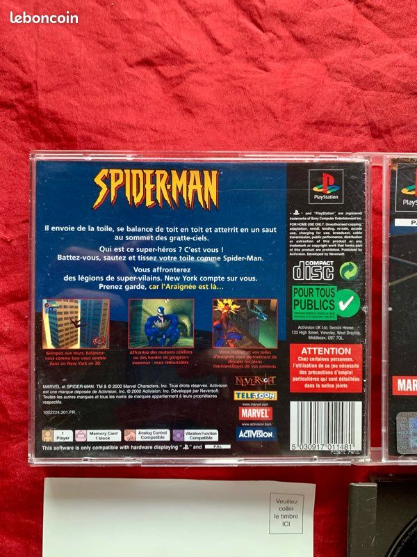 SPIDERMAN - NOTICE SEULE 100% ORIGINALE - SONY PS1 PAL FRANÇAIS