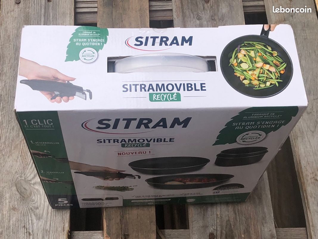 Kit sitram 2 poêles 24-28 Cm 2 casseroles 16-18 Cm 1 poignée amovible (image 2)