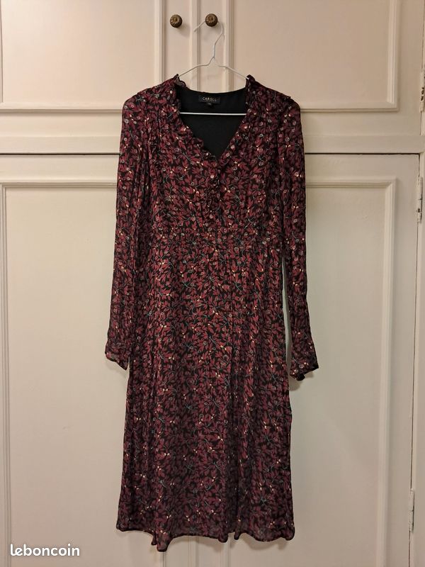 Robe En Soie Caroll Noire - Taille 36 (FR), Excellente état, Occasion Très Bon état
