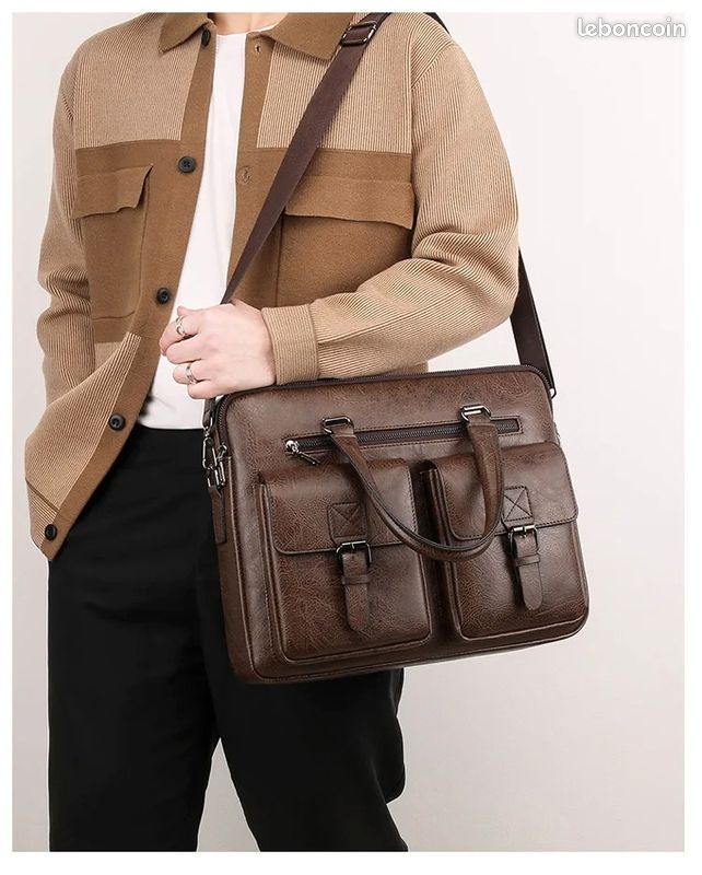 Sac à Main Bandoulière En Cuir Pour Homme - Style Sacoche D'affaires Vintage - Neuf Sans étiquette