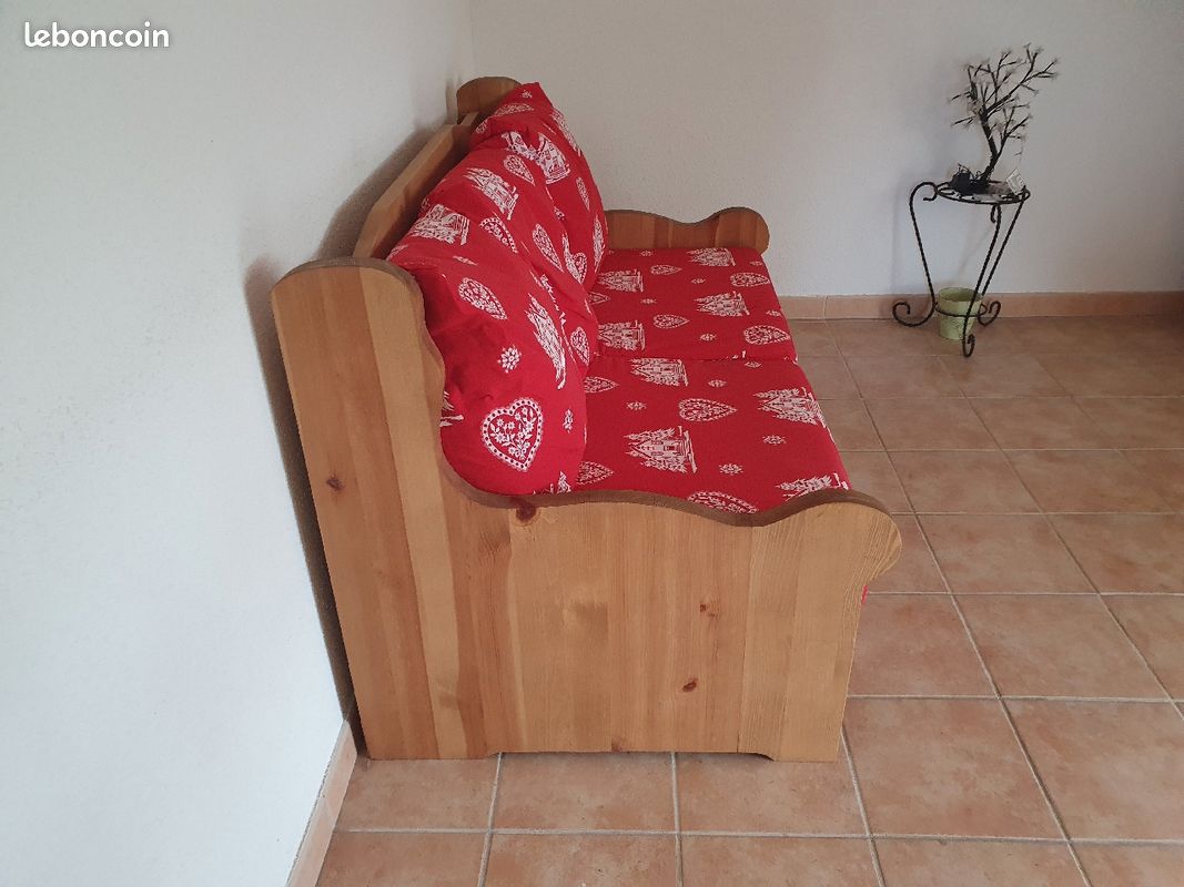 Canape en pin avec coffre de rangement (image 5)