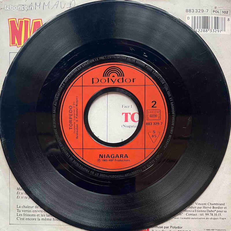 ♥🎼 45t 🇫🇷 Niagara (Tchiki Boum) ✷ 1985 eo (image 4)