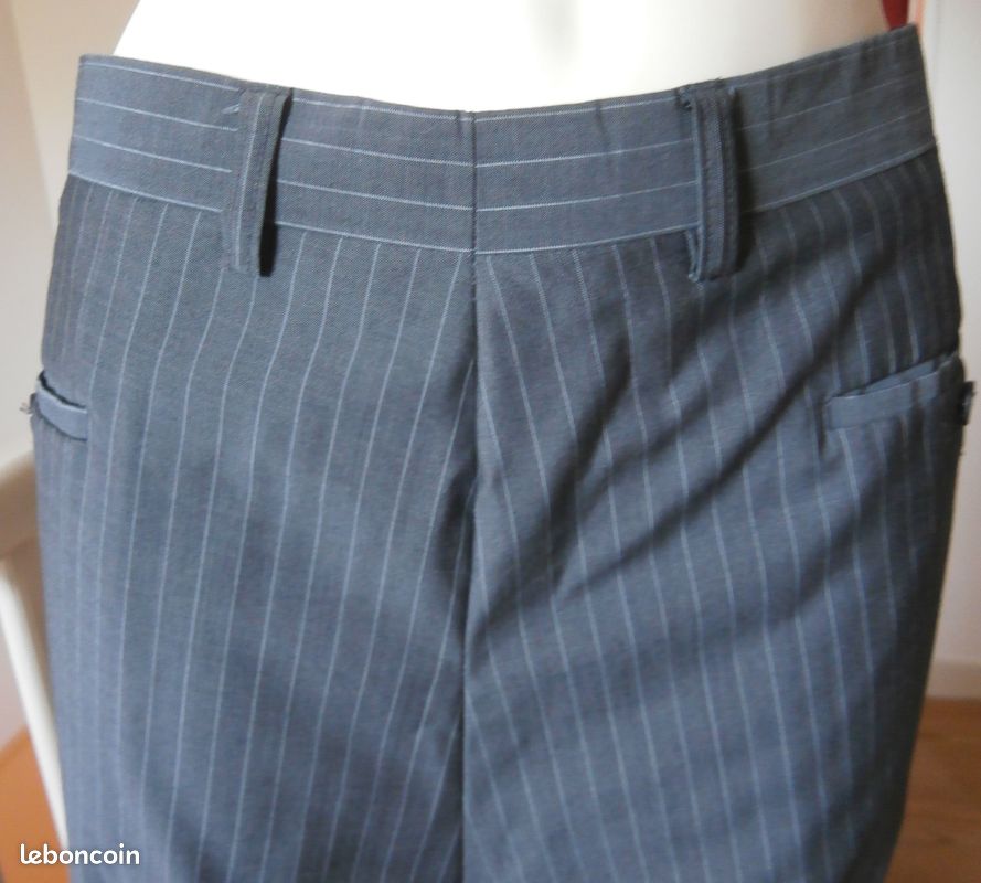 Costume homme gris clair à rayures taille XXL (veste taille 60 et pantalon taille 52) en très bon état n°1140 (image 10)