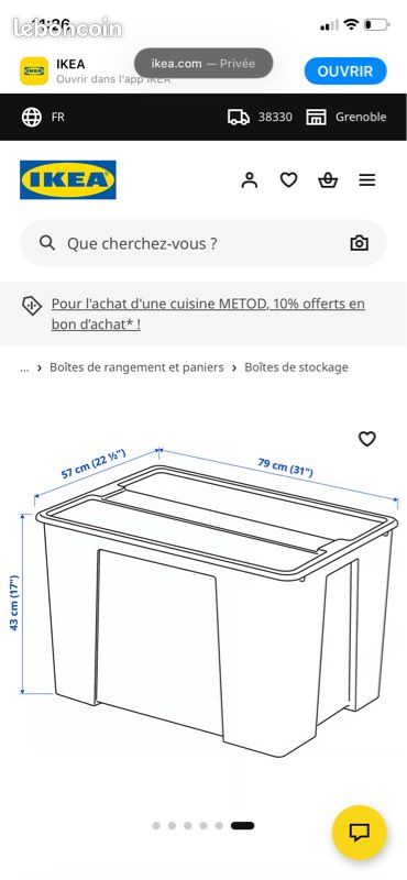 Boîte de rangement plastique Samla ikea 130 litres avec roulettes (image 2)