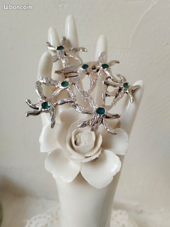 Broche Vintage Linda Hattab Paris - Métal Argenté - Années 1980 - Occasion Très Bon état