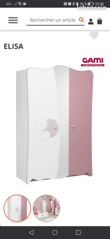 Armoire 2 portes et miroir (image 1)