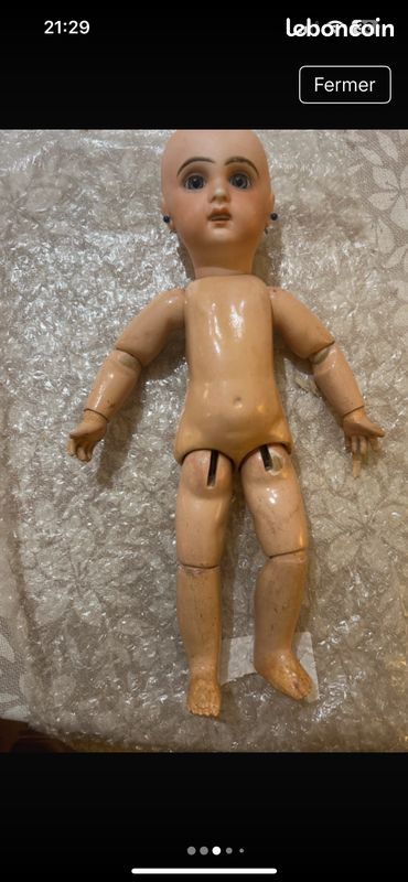 Ancienne Poupée Porcelaine Mabel 31 Cm – Corps Cuir – Poupée De Mode Années 1900