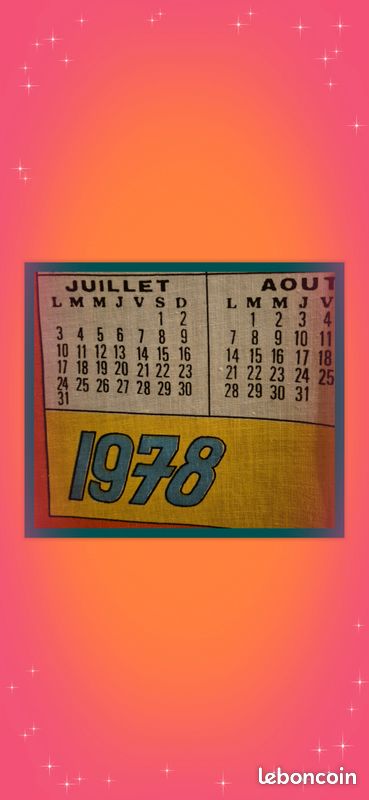 🎂Torchon Calendrier - 1978🎂 (image 1)