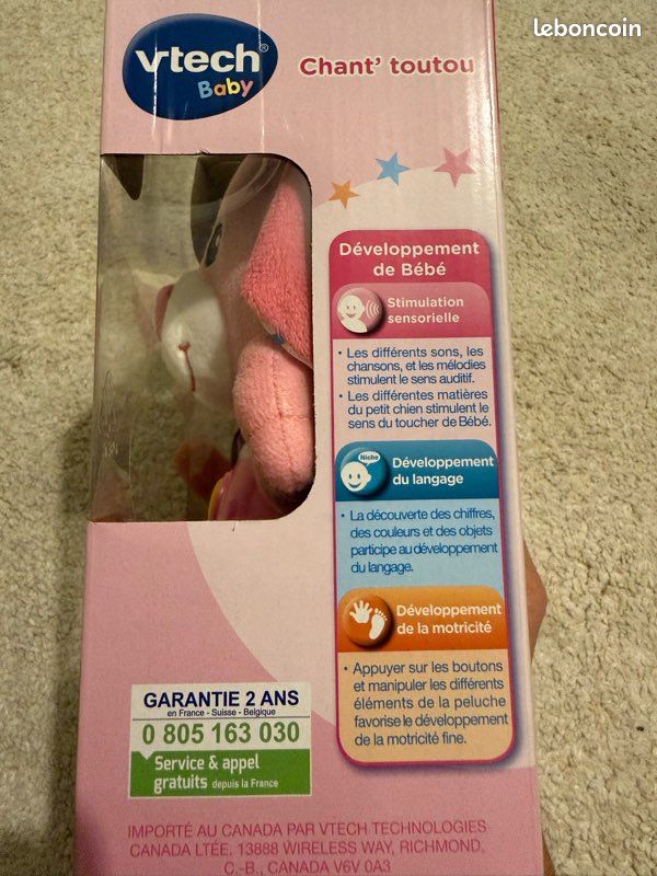 VTech - Chant' Toutou Rose, Peluche Chien Interactive, Hochet Bébé, Éveil Musical, Jouet Poussette, Siège Auto, Berceau et Parc Bébé, Cadeau de Naissance Bébé Dès 3 Mois - Contenu en Français