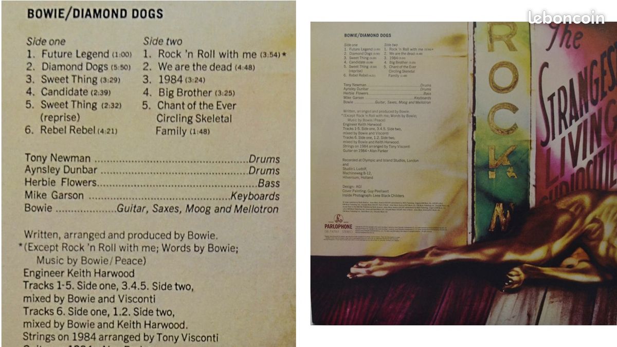 Disque 33T BOWIE - DIAMOND DOGS -jo (image 2)