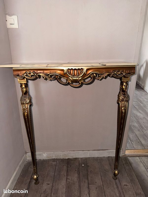 Ensemble Console en Marbre et Miroir assorti – Style Louis XV / Rococo (image 1)