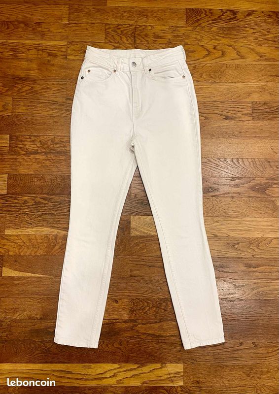 đ Jean skinny slim taille haute blanc â H&Mđ€ (image 1)