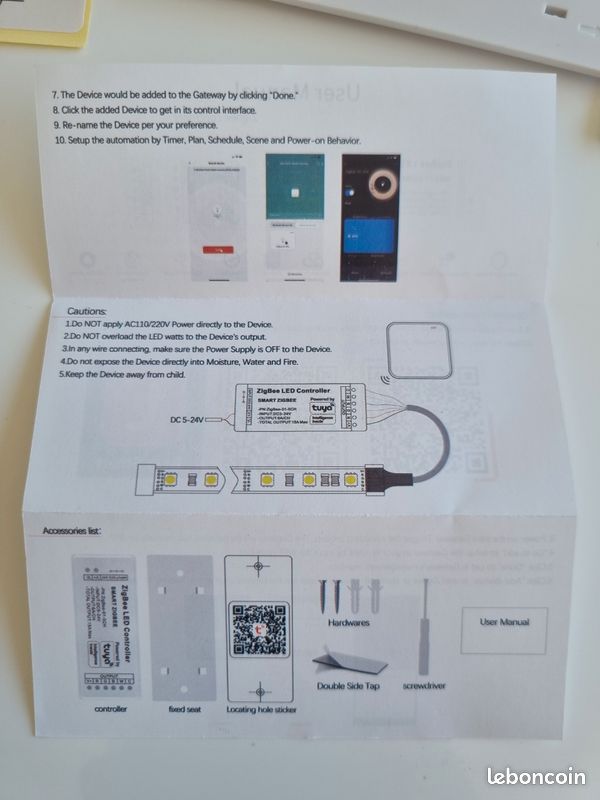 Contrôleur LED Zigbee RGBWC – 5-24V, 15A max – domotique (image 4)