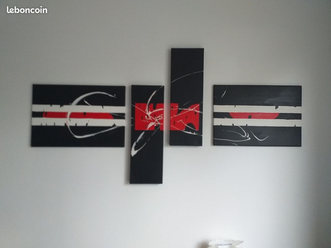 Triptyque grand format noir rouge blanc (image 6)