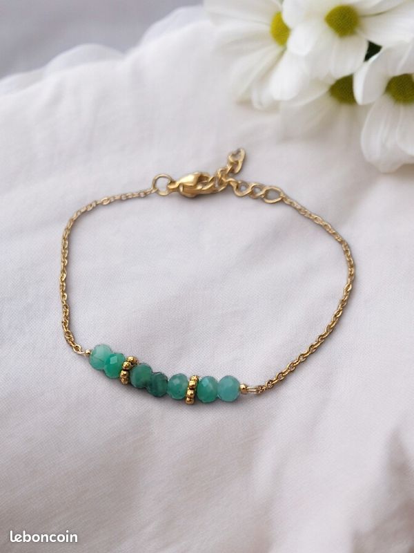 Bracelet pierre de naissance • Mai - Émeraude (image 1)