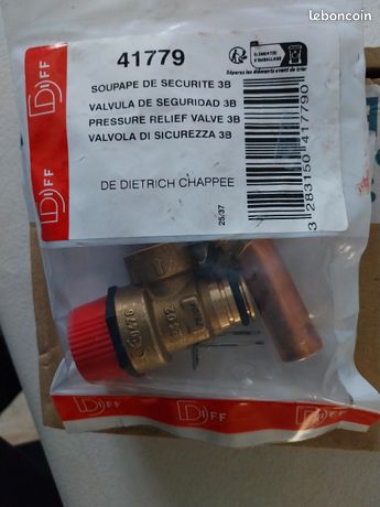 Soupape De Sécurité 3 Bars Pour Chaudière De Dietrich/Chappée - Référence S62763/DD, Neuve