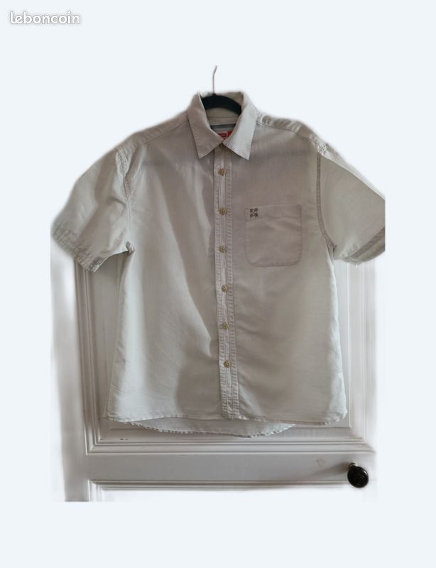 Chemisette Homme 100 % Lin Beige Ollygan Taille 4 - Vêtements