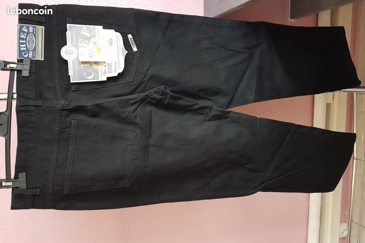 đJEANS Noir THE BASIC CHIEF â
T52 Designer NEUF Fermeture Ă©clair Ă Prix SacrifiĂ©sâïžâïžâïž (image 2)