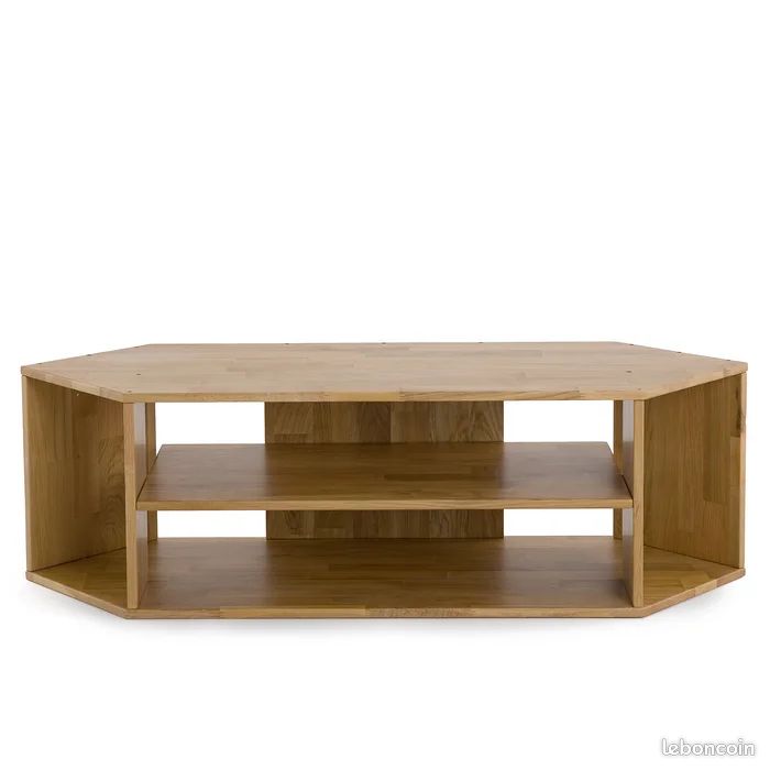 Meuble TV d'angle en chêne massif, Edgar - la redoute intérieur (image 1)