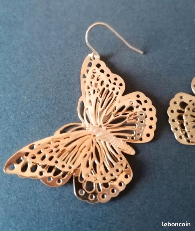 Boucles D'oreilles Vintage émaillées – Motif Papillon (paire, Occasion)