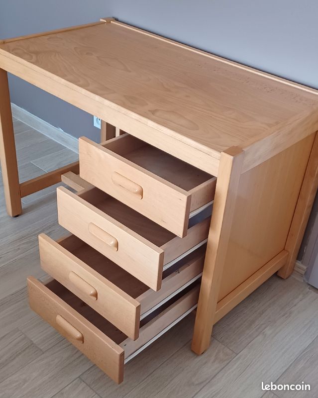 Bureau bois 4 tiroirs (image 6)