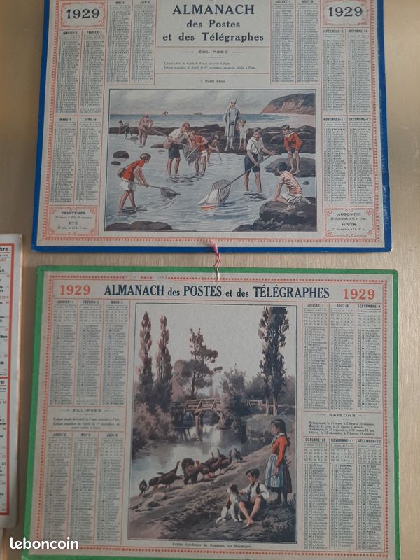Lot 11 calendriers 1929,1989,1988,1981,1990,1991,1987, 1983 ,1985 ,1982 (image 2)