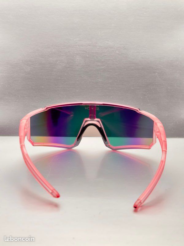 Lunettes de soleil rose néon verres miroir arc-en-ciel (image 6)