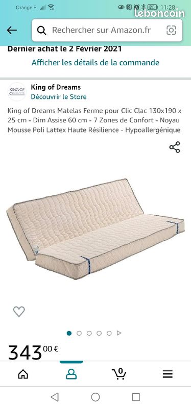 Matelas fermé pour clic clac 130x190x25cm (image 1)