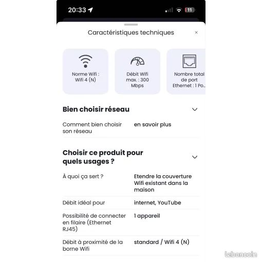 Répéteur WiFi 300 Mbps avec prise – Comme neuf (image 7)