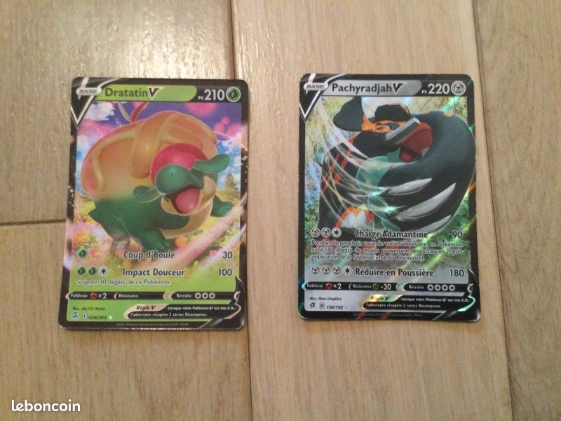 Cartes Pokémon 2 V + 153 communes +53 peu communes + 49 rares (image 1)