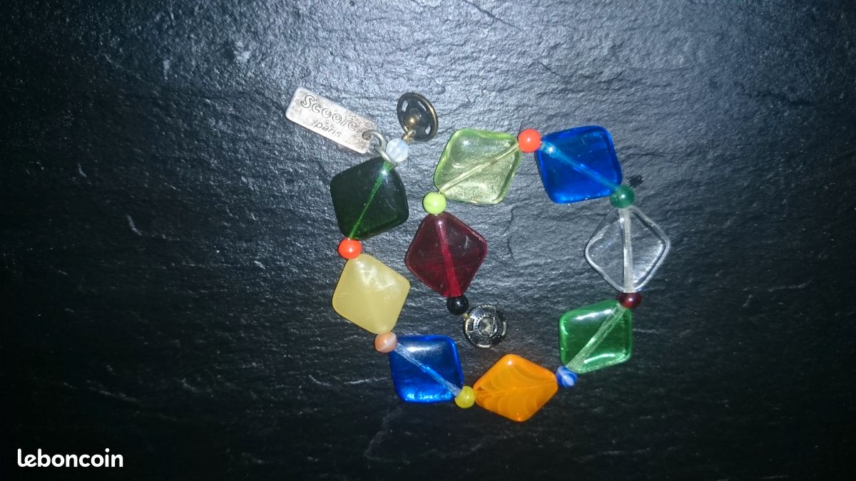 Bracelet marque Scooter multicolore perles losanges en pâte de verre (image 12)