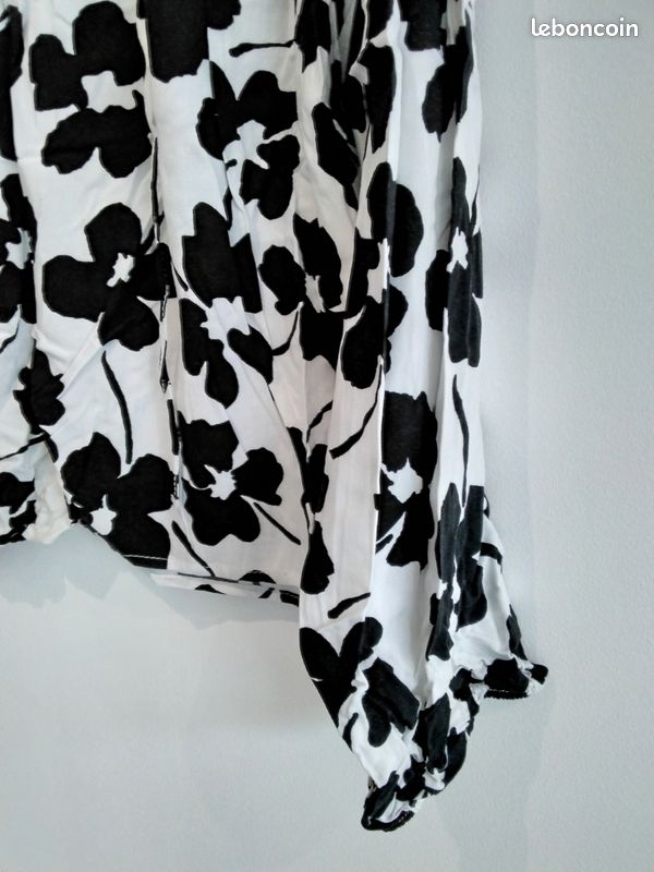 Blouse Liquette écru/noir Taille 38/40 - Occasion Très Bon état, Style Tunique Pour Femme