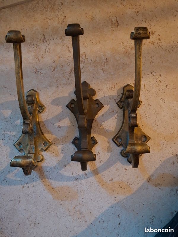 3 patères anciennes de porte bronze laiton (image 1)