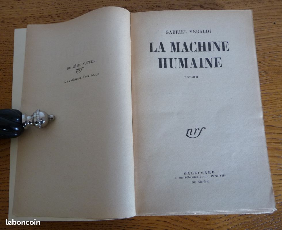 La MACHINE HUMAINE par Gabriel Veraldi (Editions Nrf / Gallimard en 1954) (image 2)