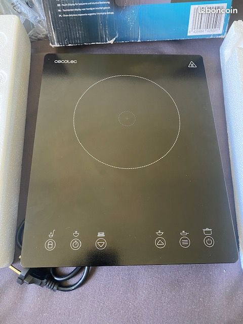 Cecotec Plaque à Induction Portable Full Magma Slim 2000W - 1 Feu, 8 Niveaux, Écran Tactile Et Minuterie