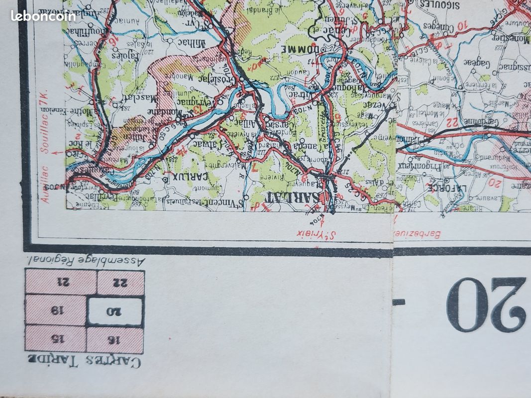 Carte Routière TARIDE N°20 Garonne (Landes) Ancienne - Collection