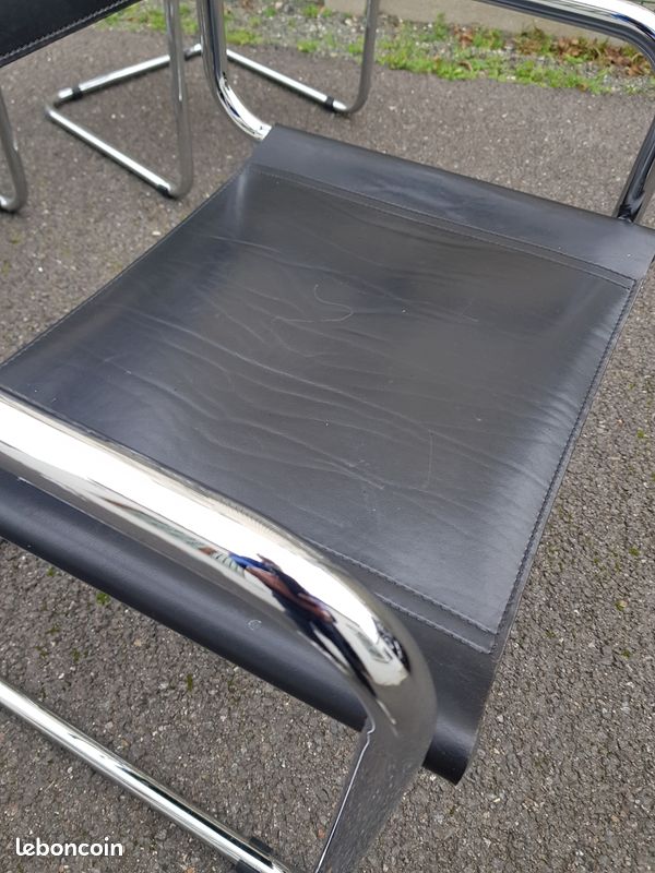 Lot 4 chaises cuir et Chrome style B34 de BREUER (image 5)