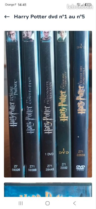 Lot Intégrale Harry Potter DVD — Films 1 à 5 (Très bon état) (image 1)