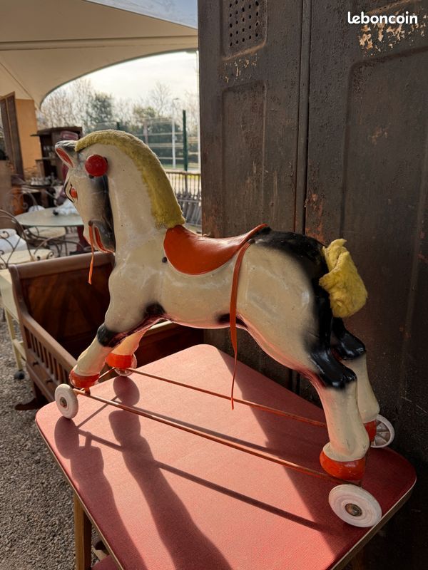 Jouet Ancien Rare : Cavalier Roulet Descamp - Original