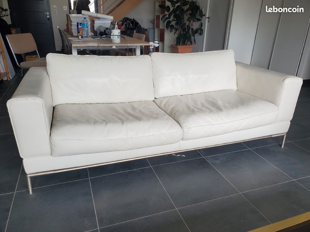 Canapé cuir ikea blanc 3 places (image 1)