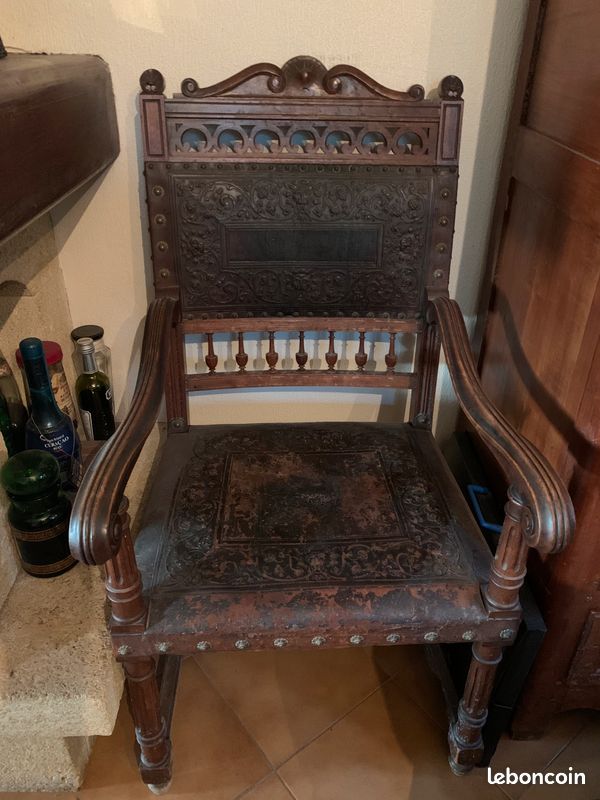 Magnifique fauteuil vintage style Henri II (image 1)