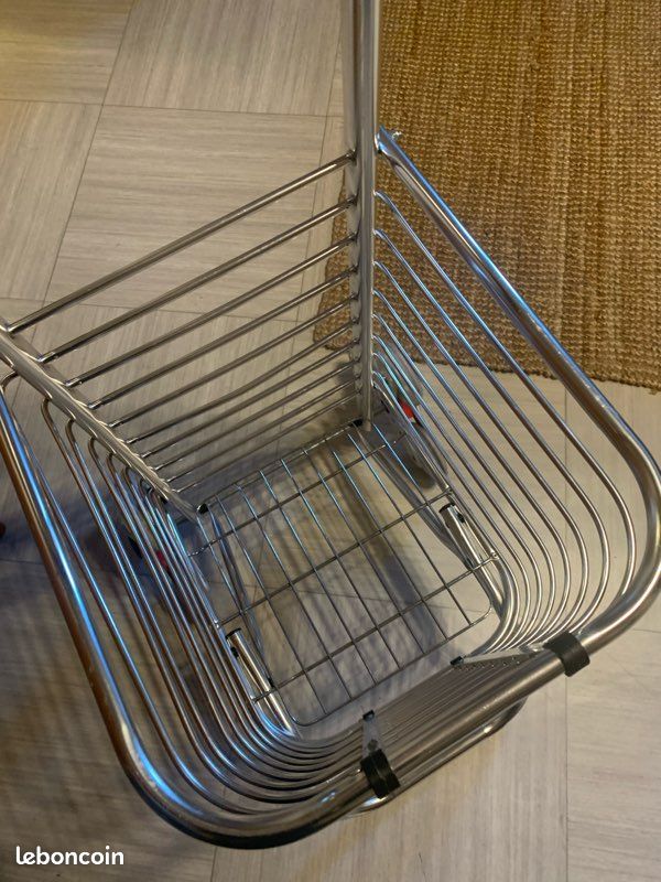 Chariot De Courses Pliable Relaxdays 25kg - Caisse Grillagée Avec Poignée Télescopique Gris