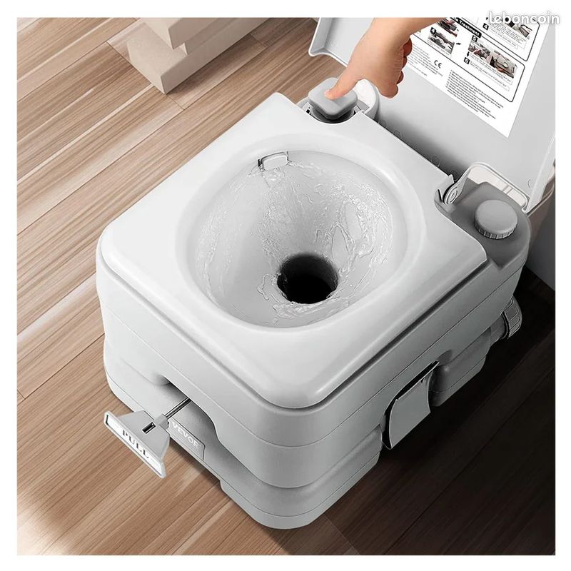 Toilettes portables pour le camping avec sac de transport, toilettes pour camping-car avec réservoir à déchets de 12 litres, chasse d’eau sous pression par bouton-poussoir (image 7)