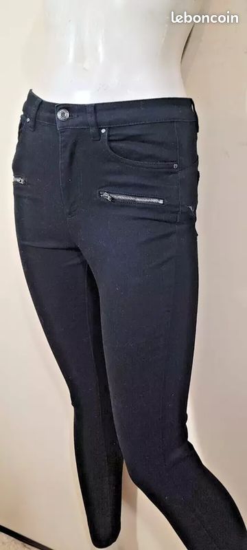 Ikks Pantalon Taille Haute Large Femme Noir Hot Pantalon Ikks