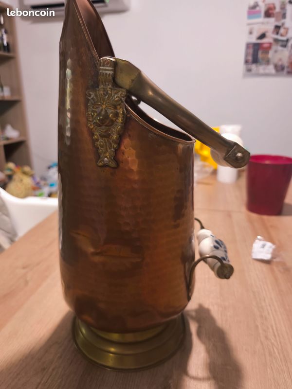 Seau a charbon cuivre et céramique (image 3)